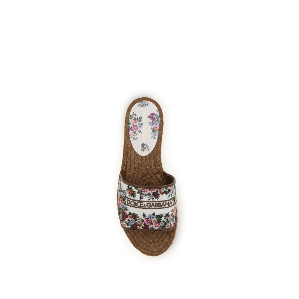 Dolce & Gabbana Multicolor Fabric Flat Sandals