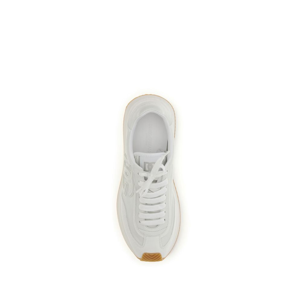 Dolce & Gabbana White Calf Leather Bos Taurus Athletic Sneakers