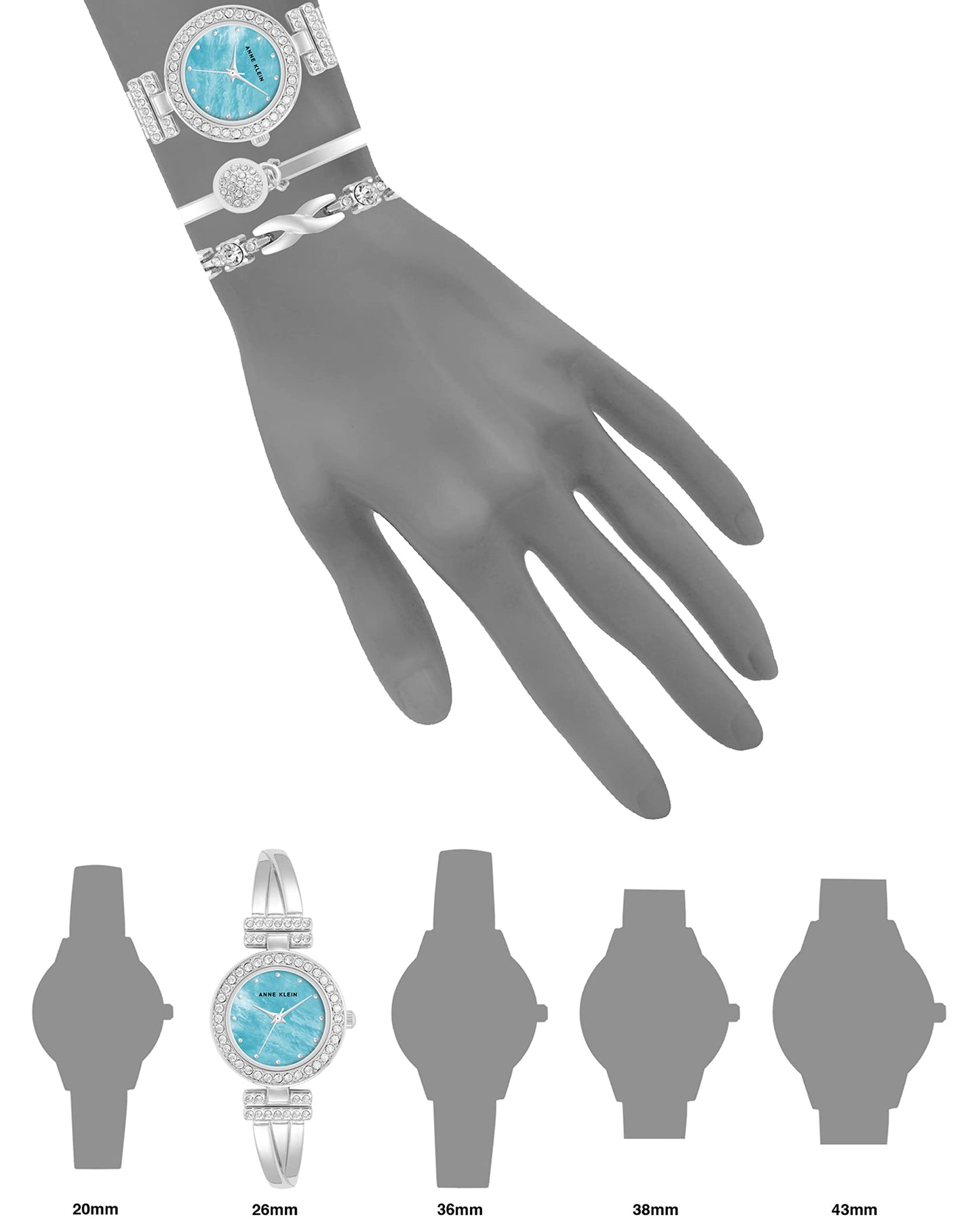 Coffret montre-bracelet et bracelet Anne Klein pour femme, ornés de cristaux de qualité supérieure