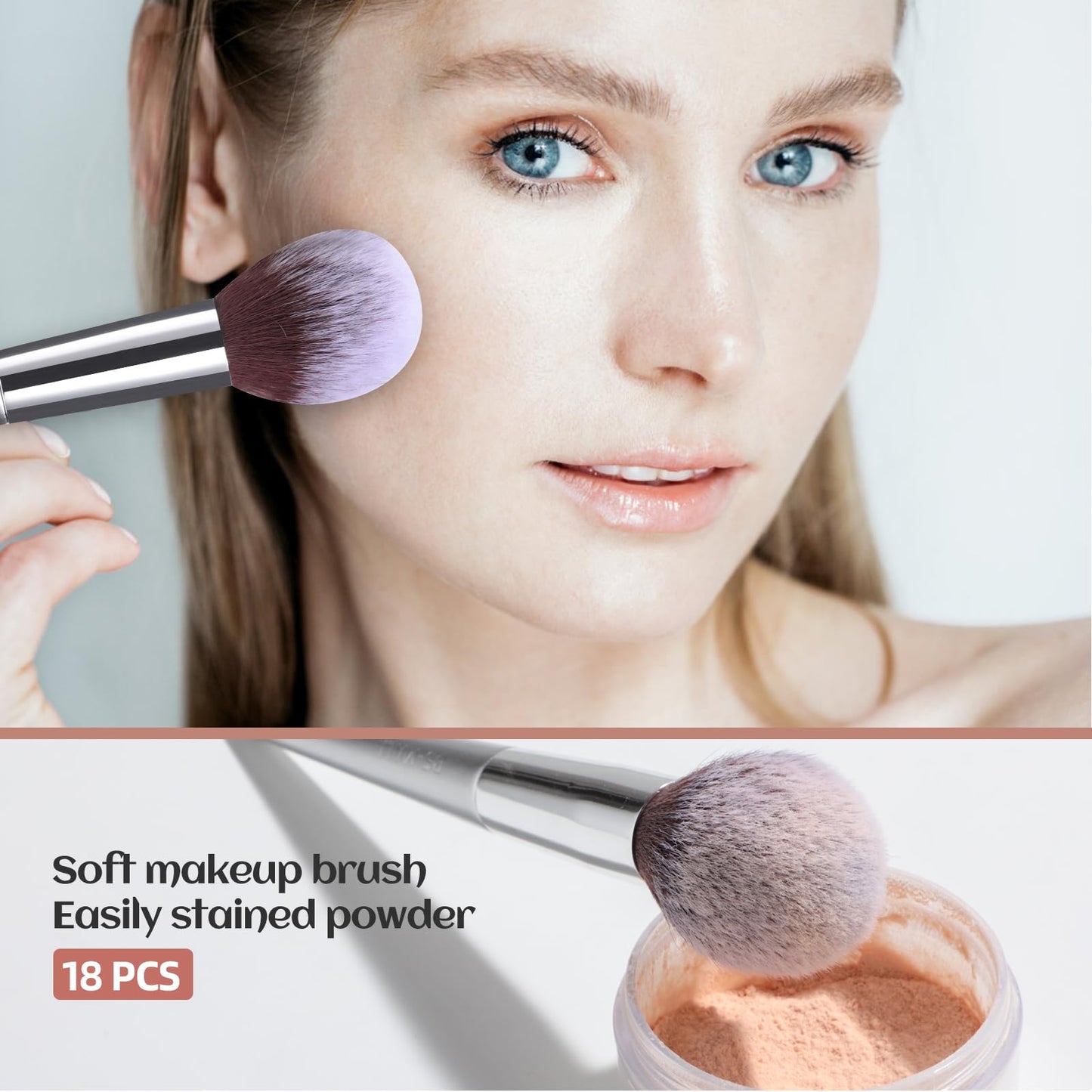 Makeup Brush Set 18 Pcs Premium Synthetic Makeup Brushes with black case