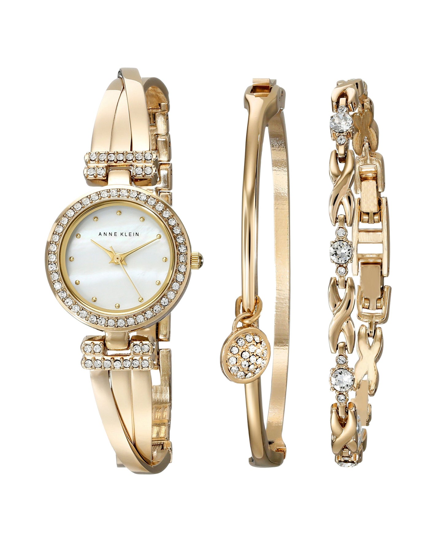 Coffret montre-bracelet et bracelet Anne Klein pour femme, ornés de cristaux de qualité supérieure