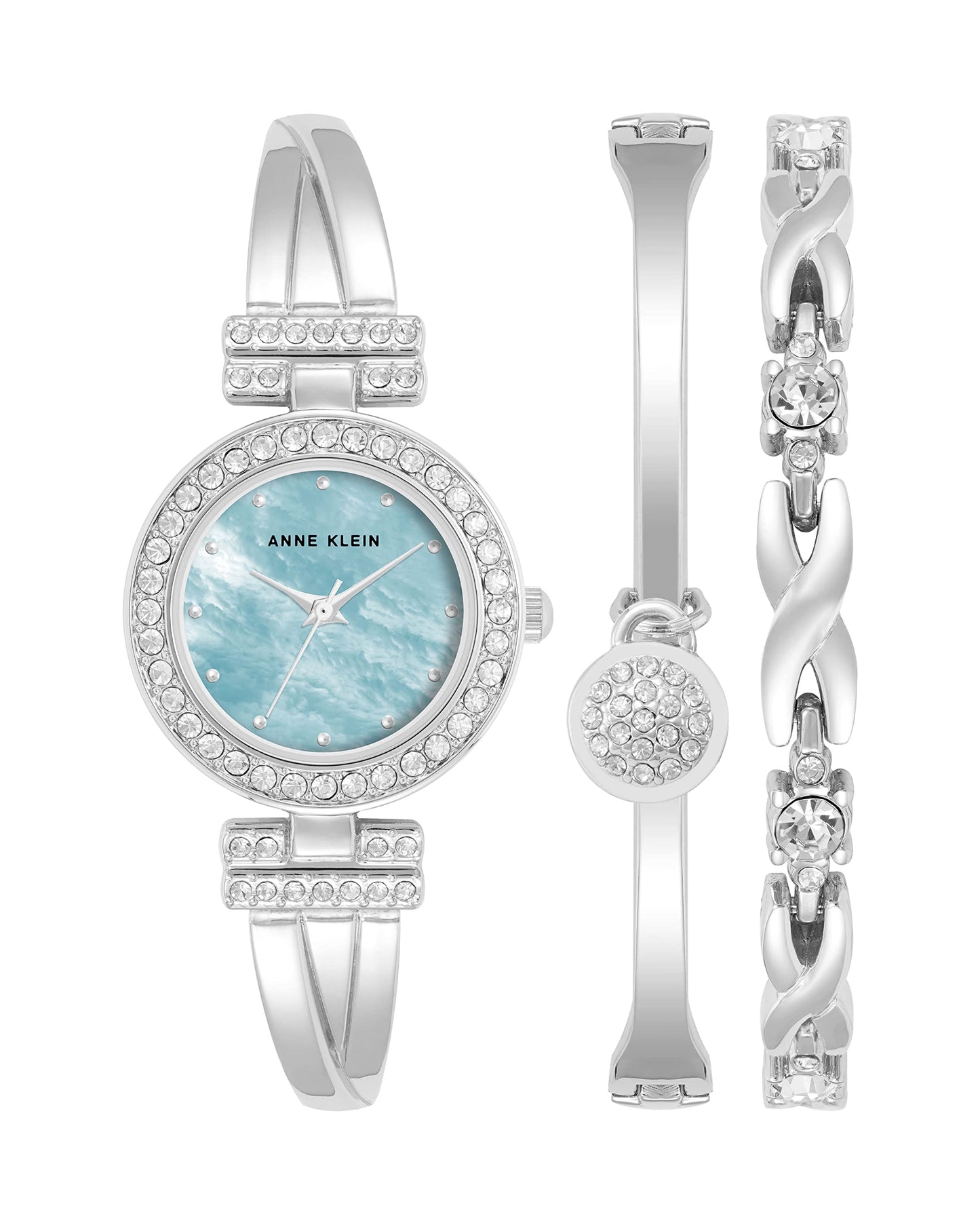 Coffret montre-bracelet et bracelet Anne Klein pour femme, ornés de cristaux de qualité supérieure
