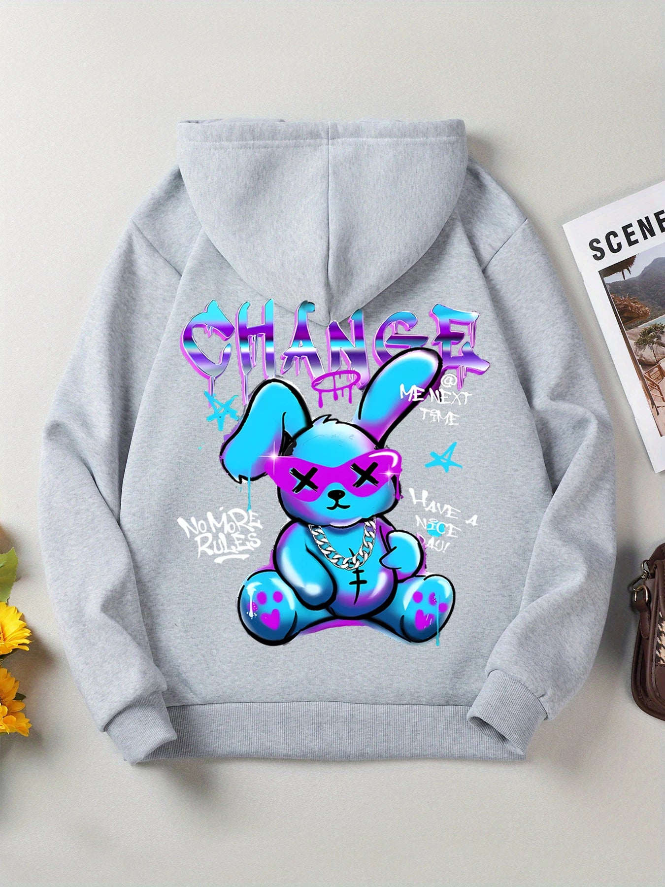 Trendy Rabbit Cartoons Print Sweatshirt Female Fashion