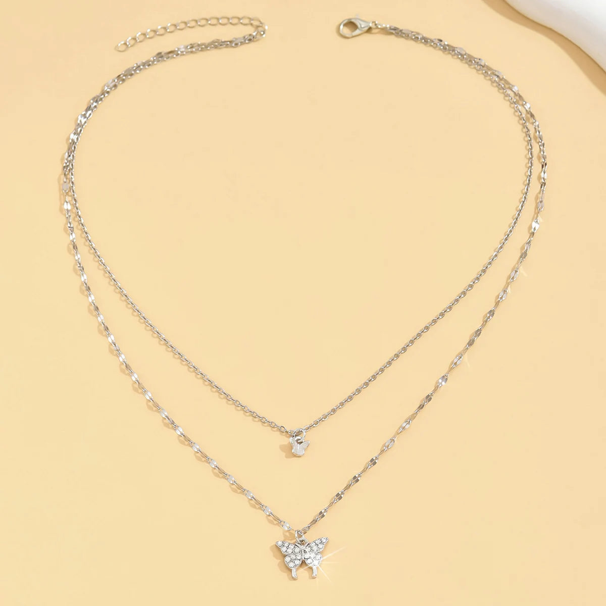 Sparkling Double Layer Butterfly Necklace Exquisite