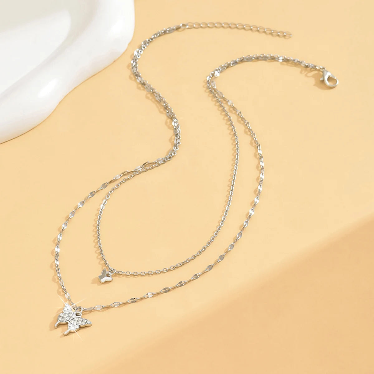 Sparkling Double Layer Butterfly Necklace Exquisite