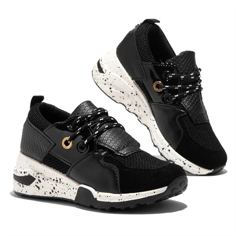Plus Size Platform Mixed-color Sneakers Stylish Lightweight Running Shoes Lace-up