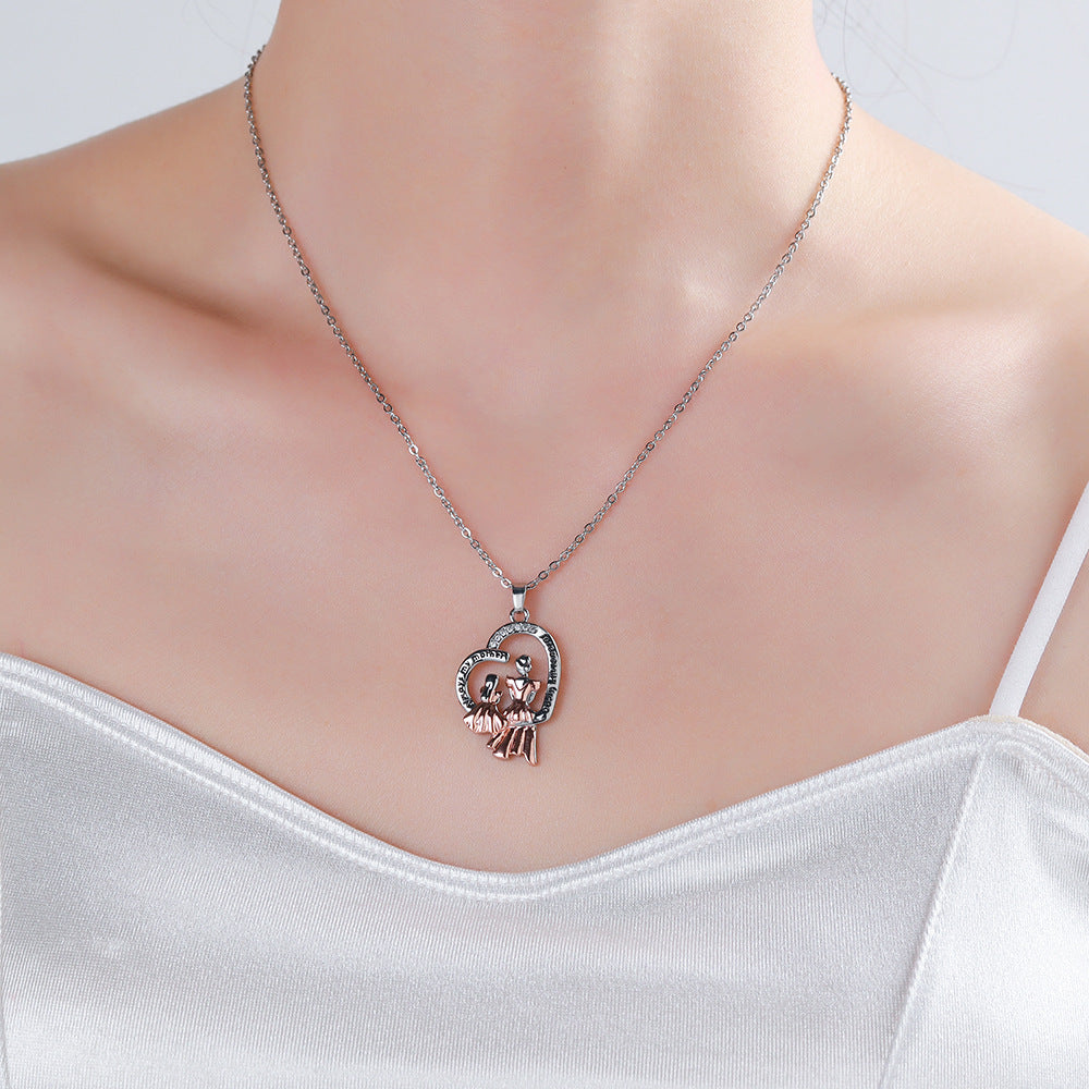 Two-color Electroplated Zircon Figure Shape Pendant
