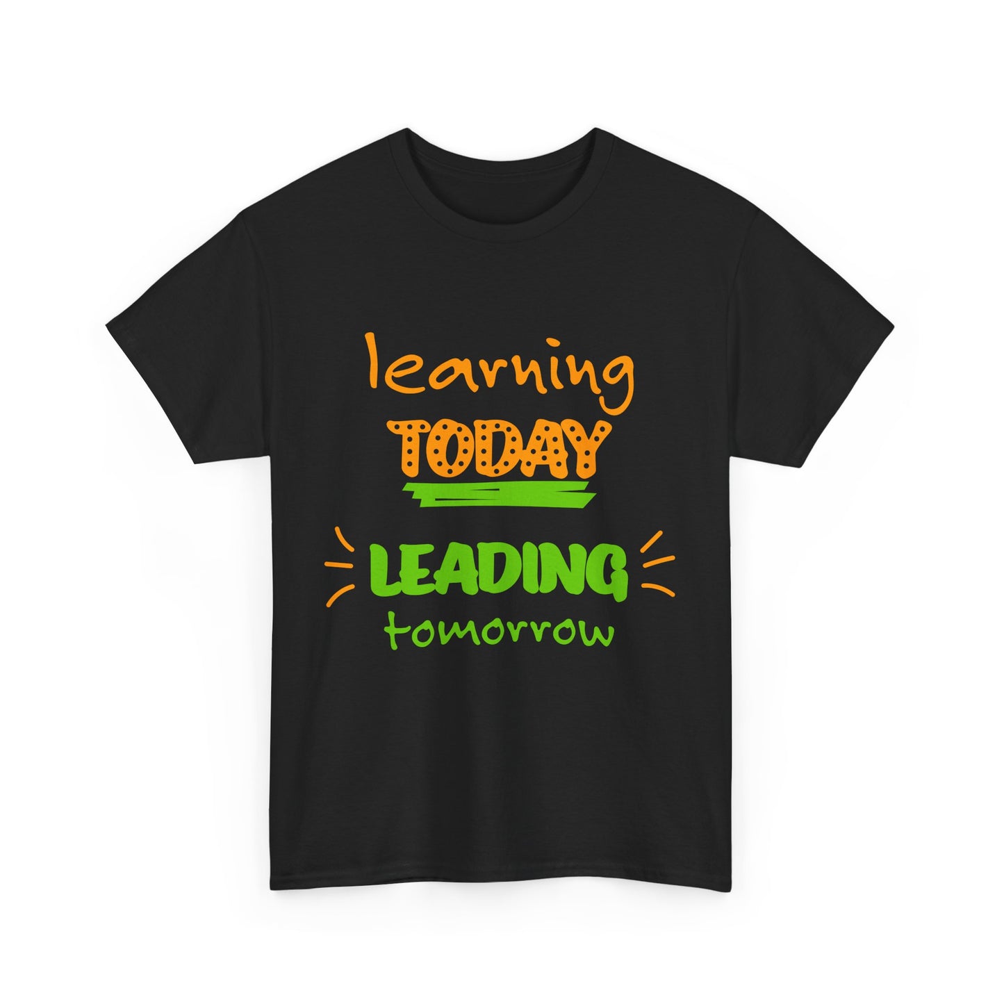 Motivational Unisex Heavy Cotton Tee - "Learning Today, Leading Tomorrow"