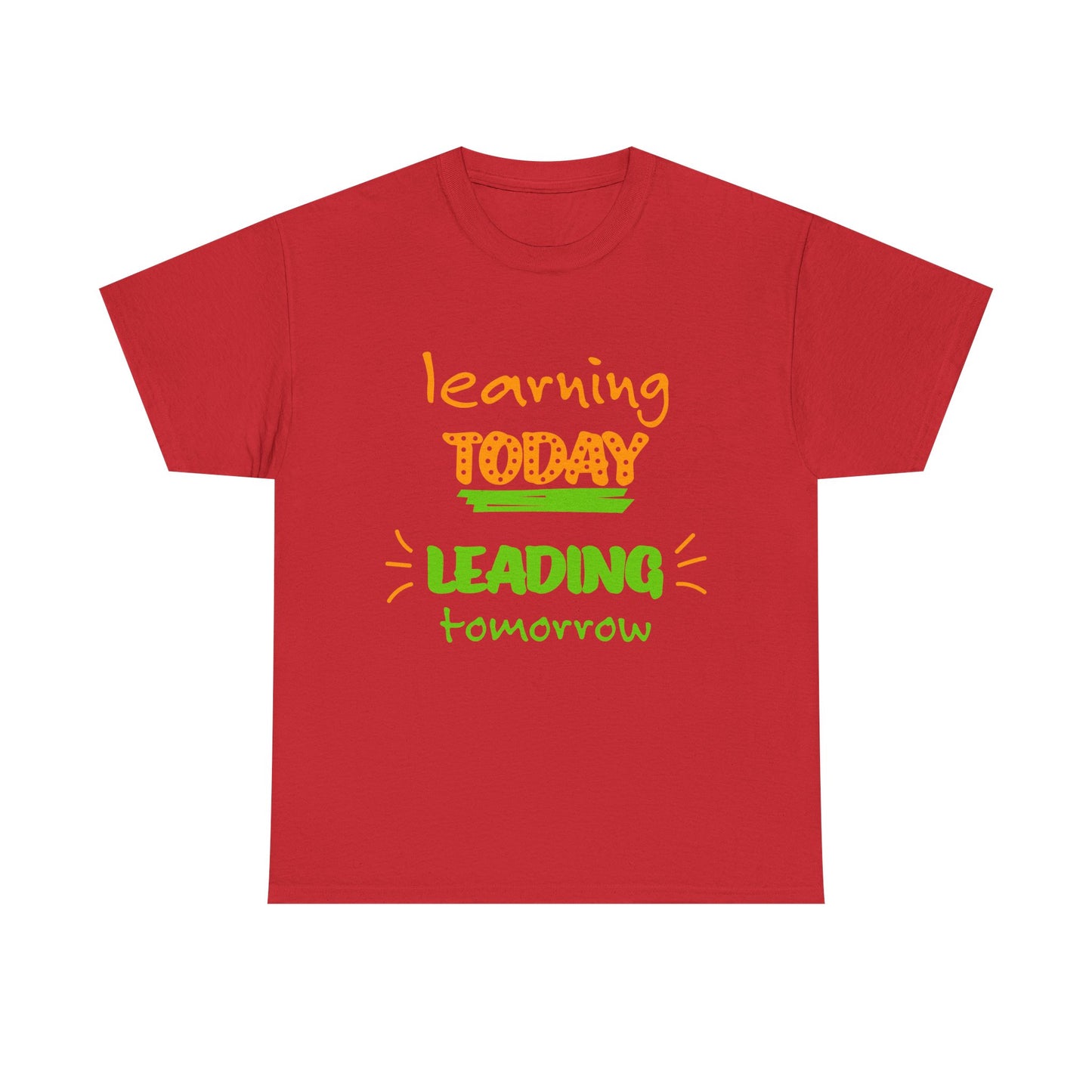 Motivational Unisex Heavy Cotton Tee - "Learning Today, Leading Tomorrow"