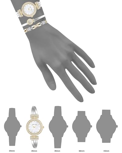 Anne Klein Women's Premium Crystal Accented Bangle Watch and Bracelet Set