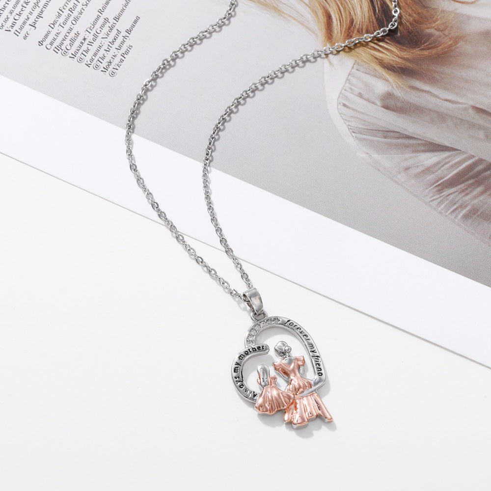 Two-color Electroplated Zircon Figure Shape Pendant