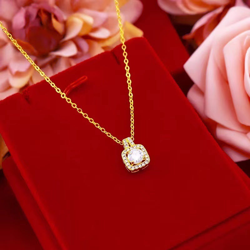 Gem Pendant Necklace with stud Earrings and Ring