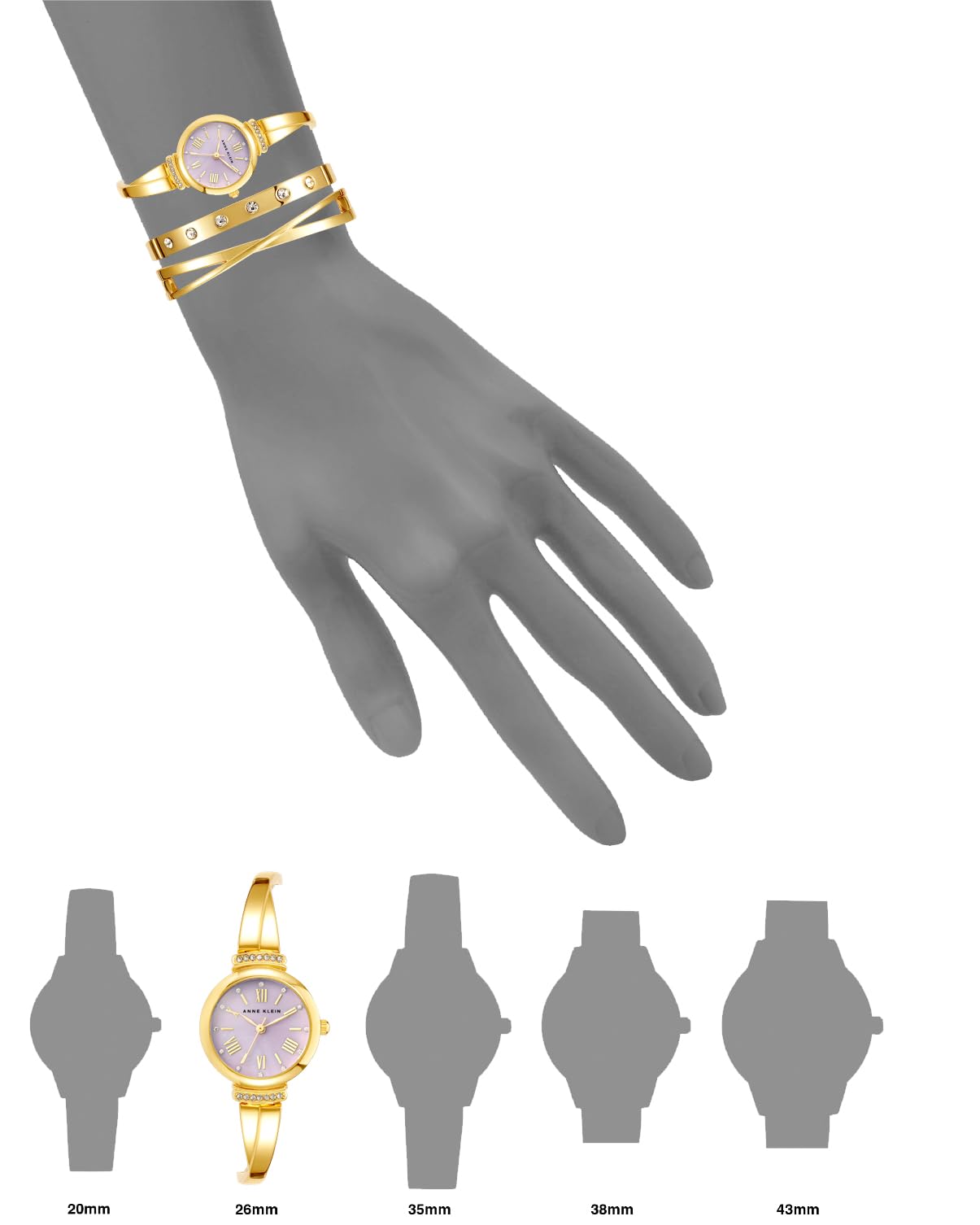 Anne Klein Women's Premium Crystal Accented Bangle Watch Set, AK/2245