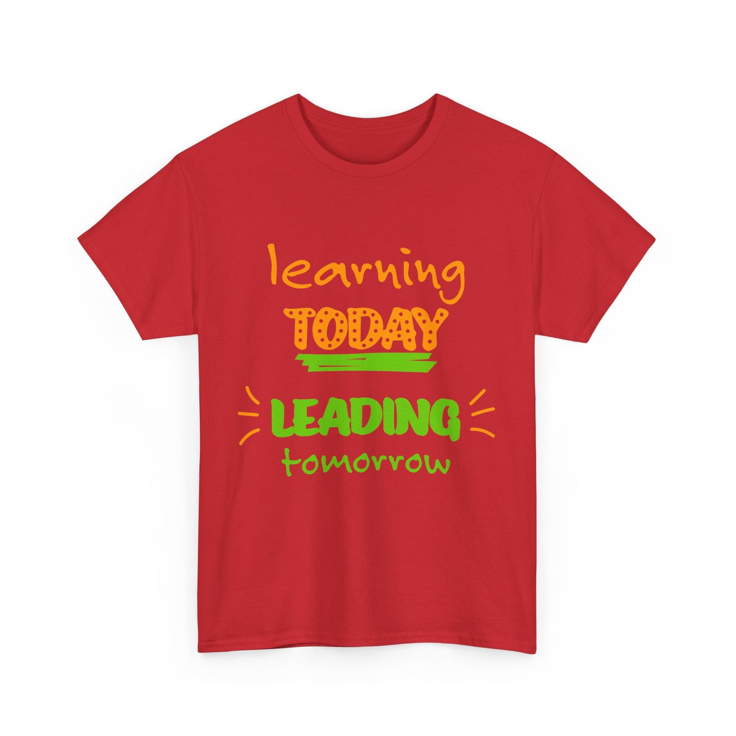 Motivational Unisex Heavy Cotton Tee - "Learning Today, Leading Tomorrow"