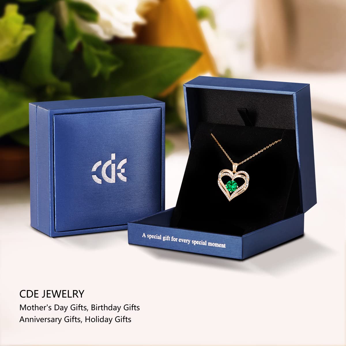 Forever Love Heart Necklaces for Women, Silver Jewelry with Birthstone Pendant