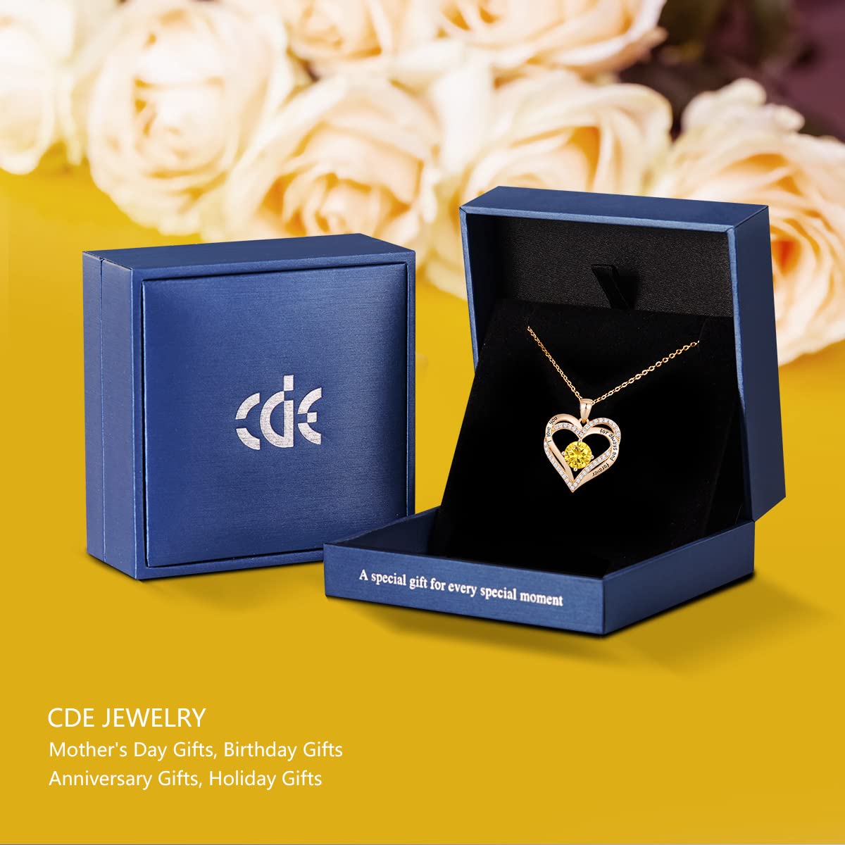 Forever Love Heart Necklaces for Women, Silver Jewelry with Birthstone Pendant