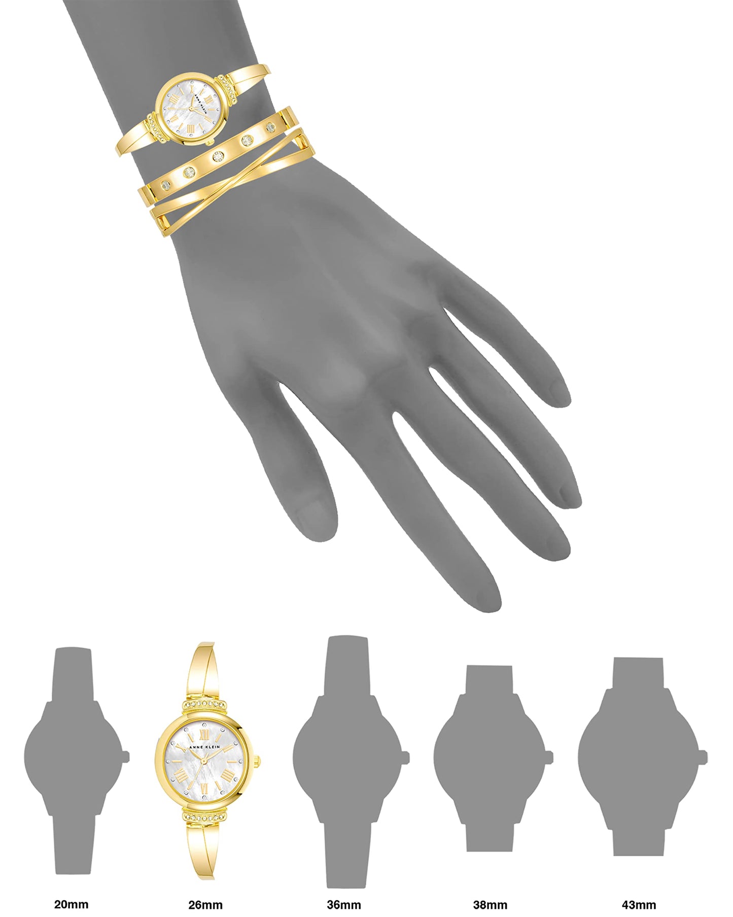 Anne Klein Women's Premium Crystal Accented Bangle Watch Set, AK/2245