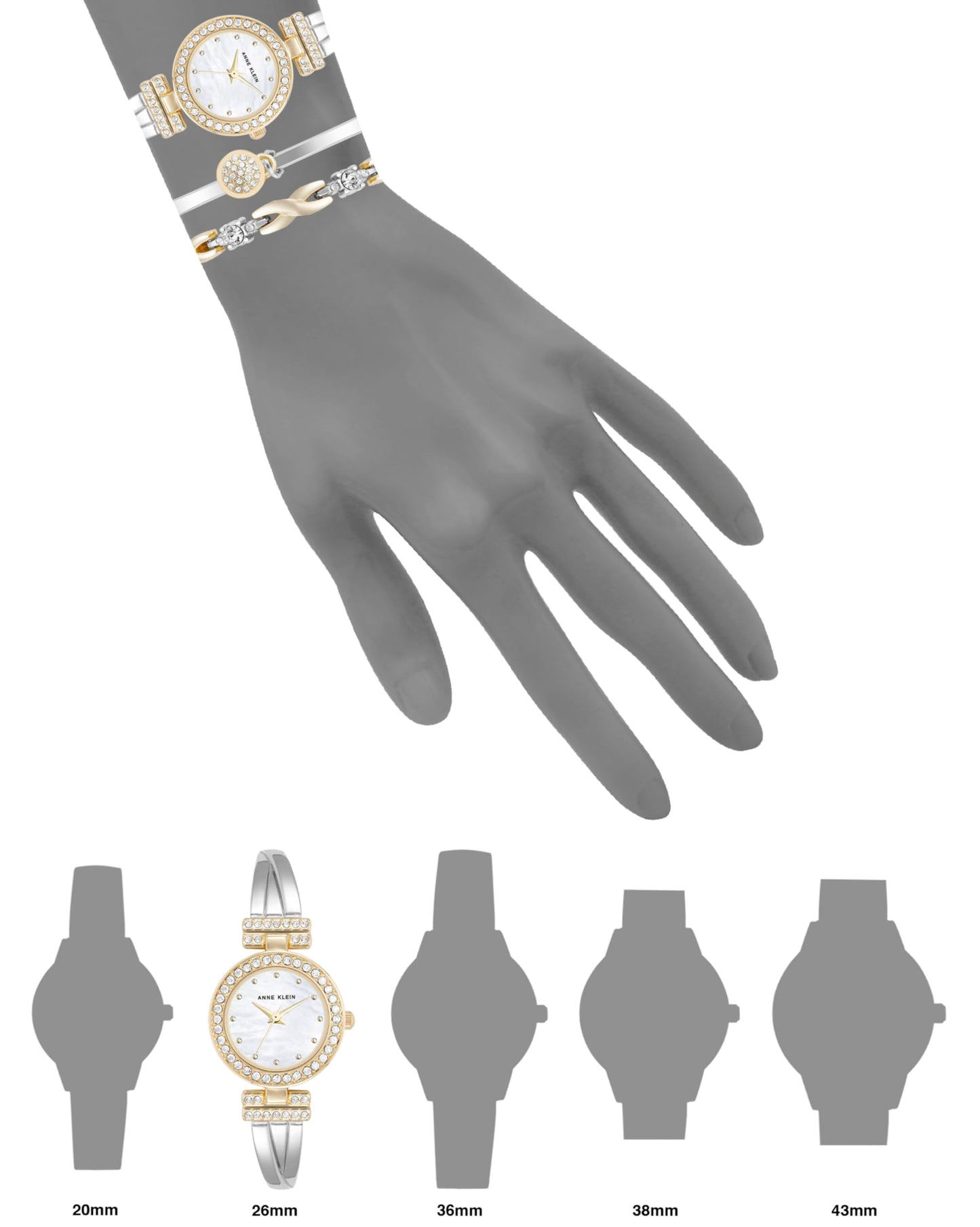 Anne Klein Women's Premium Crystal Accented Bangle Watch and Bracelet Set