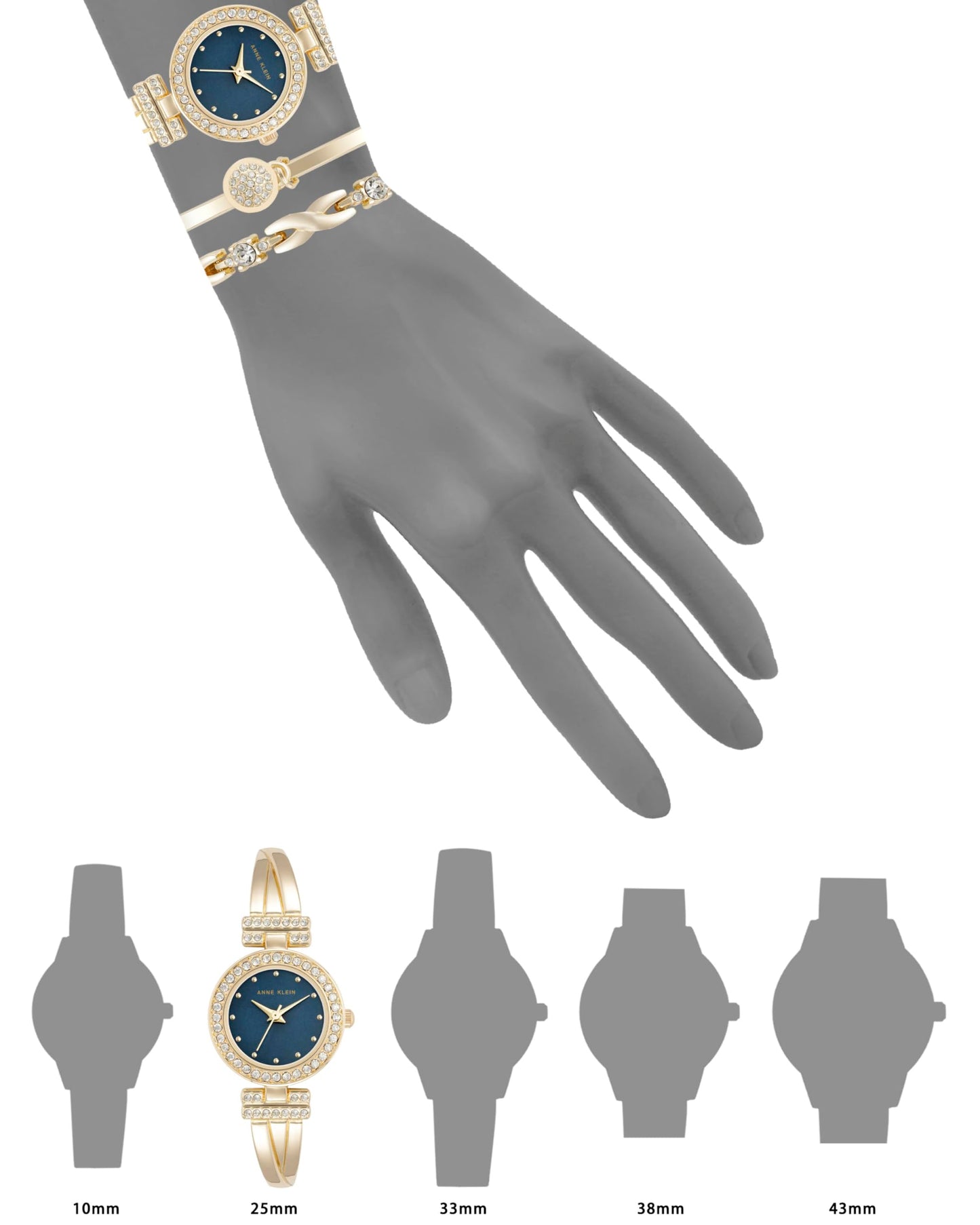 Anne Klein Women's Premium Crystal Accented Bangle Watch and Bracelet Set