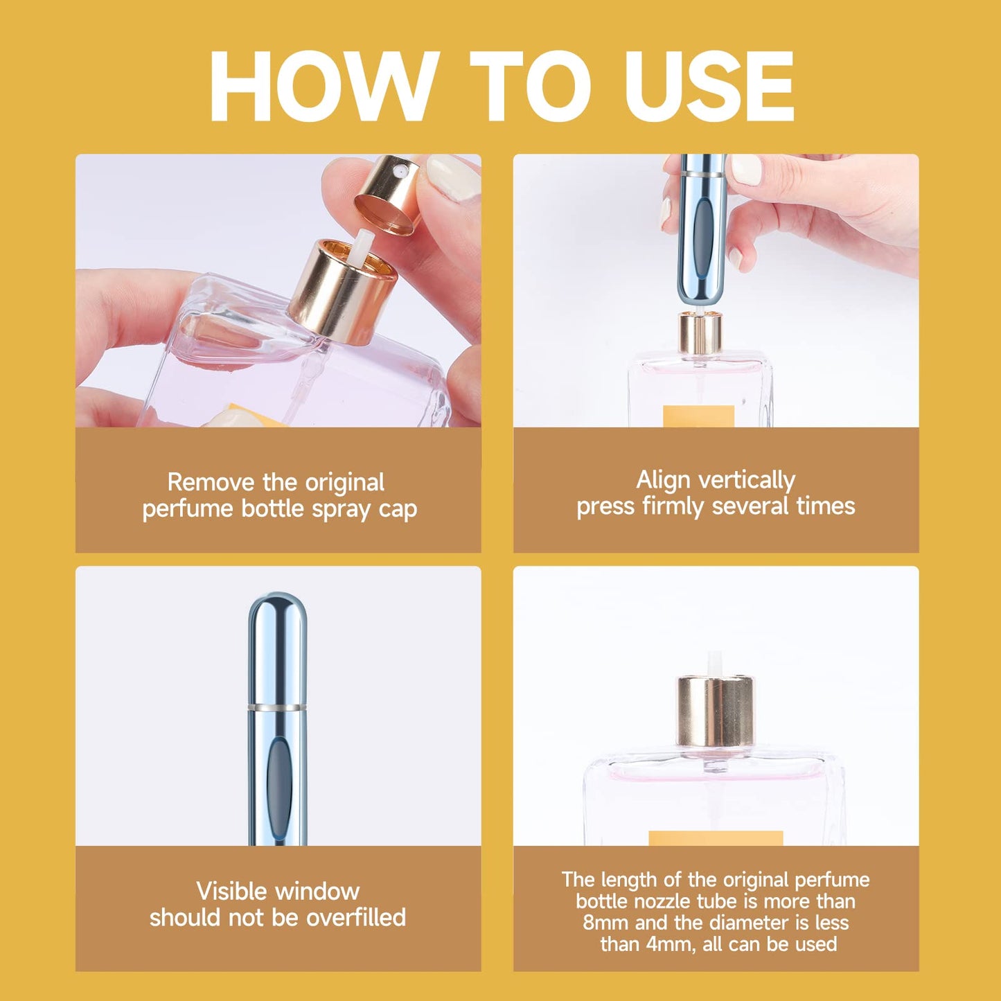 Mini Refillable Perfume Portable Atomizer Bottle Refillable Perfume Spray, Refill Pump Case for Traveling and Outgoing