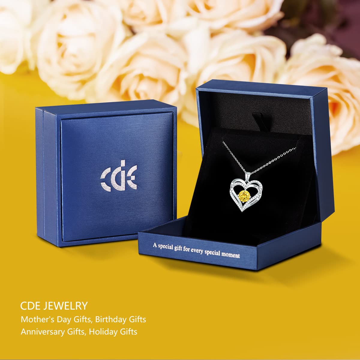 Forever Love Heart Necklaces for Women, Silver Jewelry with Birthstone Pendant