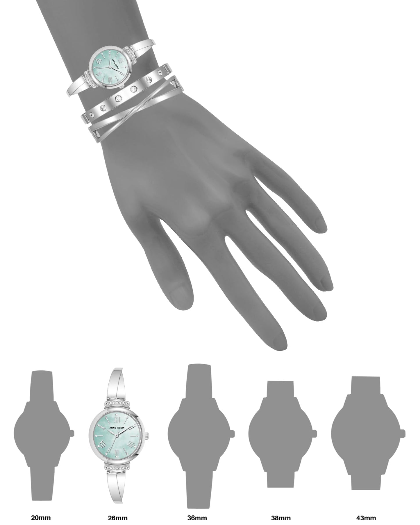 Anne Klein Women's Premium Crystal Accented Bangle Watch Set, AK/2245