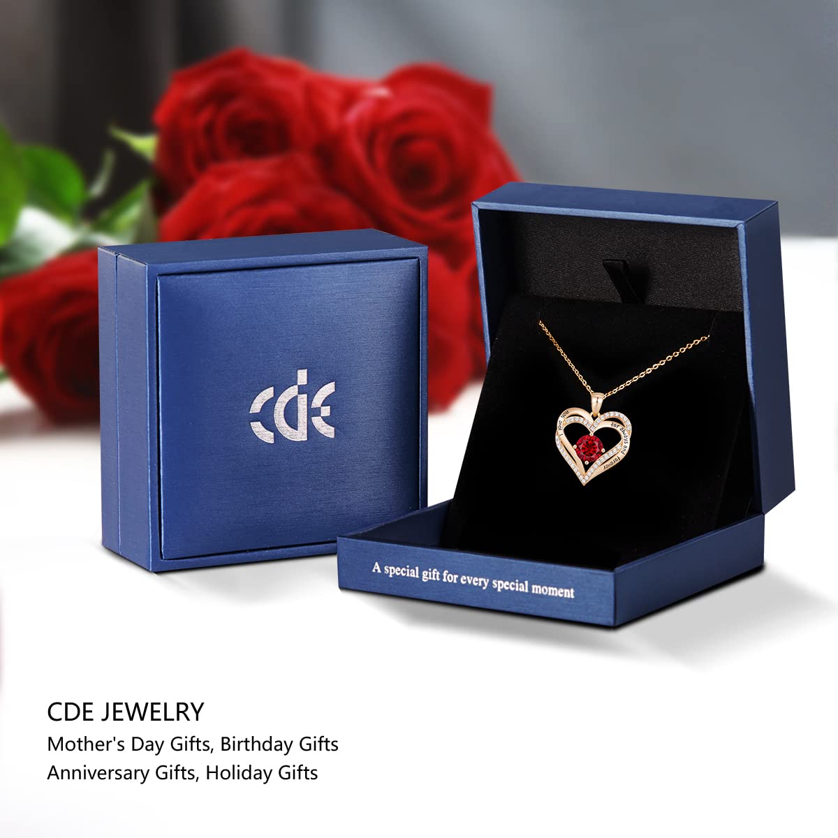 Forever Love Heart Necklaces for Women, Silver Jewelry with Birthstone Pendant