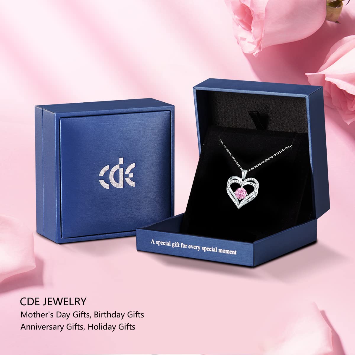 Forever Love Heart Necklaces for Women, Silver Jewelry with Birthstone Pendant