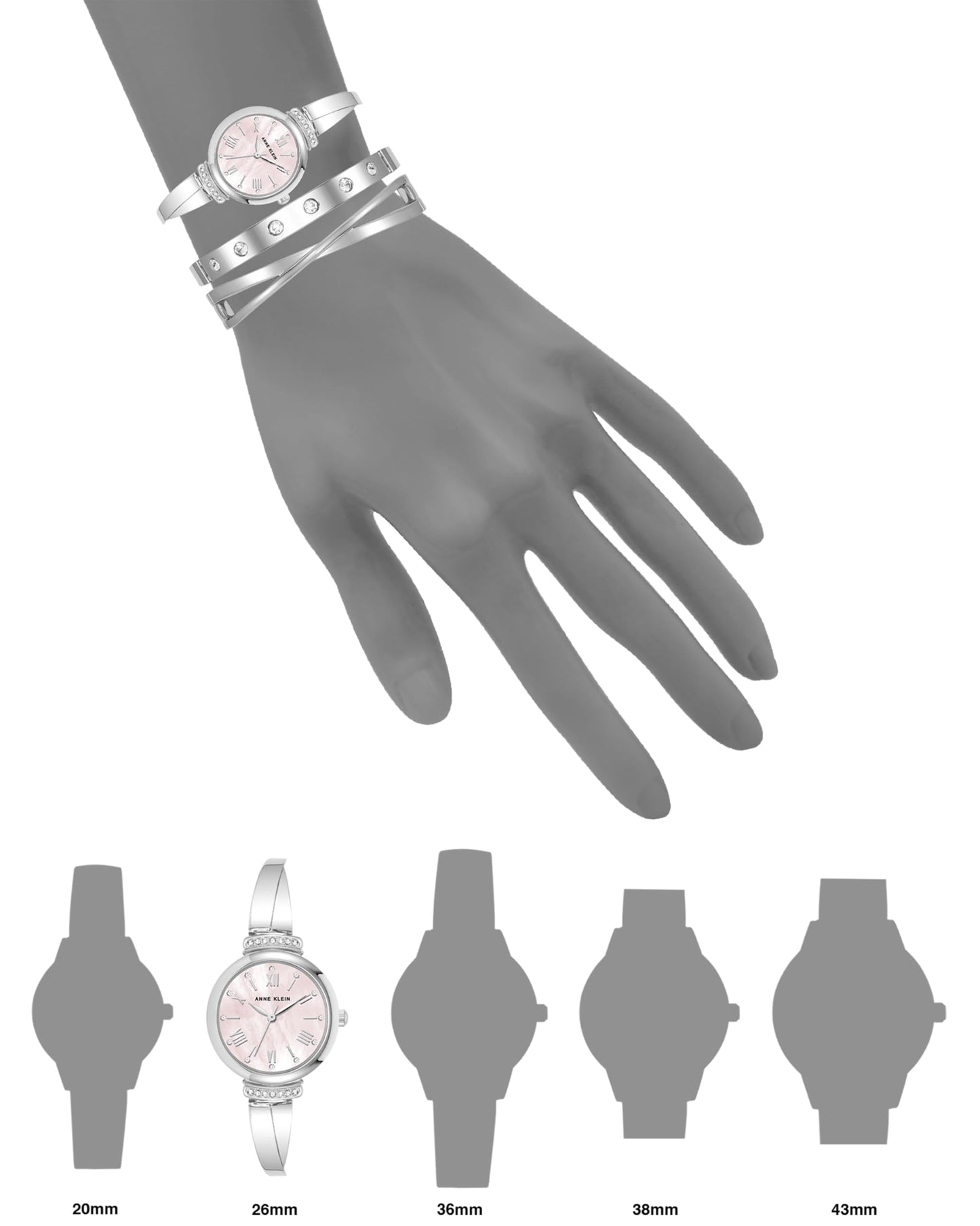 Anne Klein Women's Premium Crystal Accented Bangle Watch Set, AK/2245