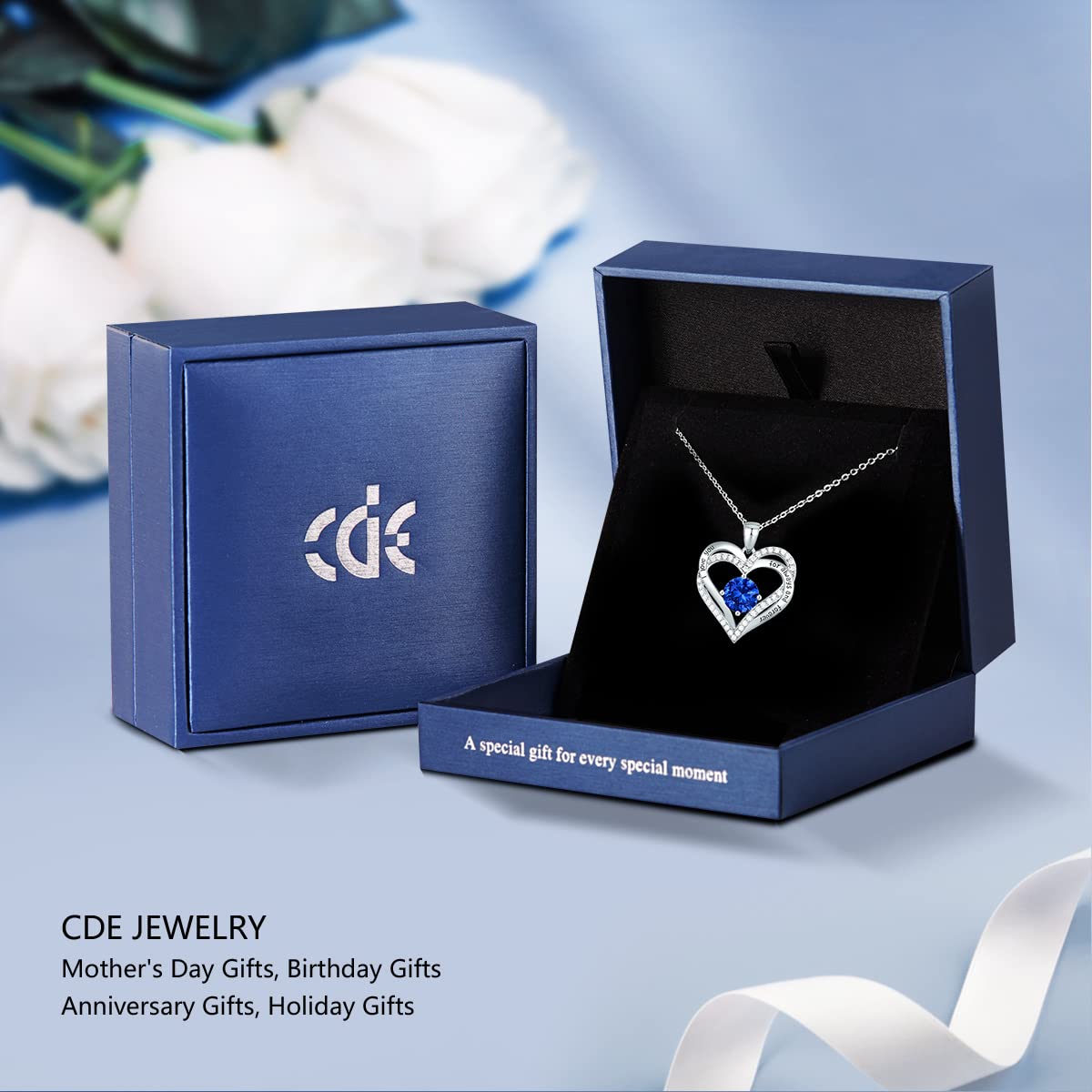 Forever Love Heart Necklaces for Women, Silver Jewelry with Birthstone Pendant