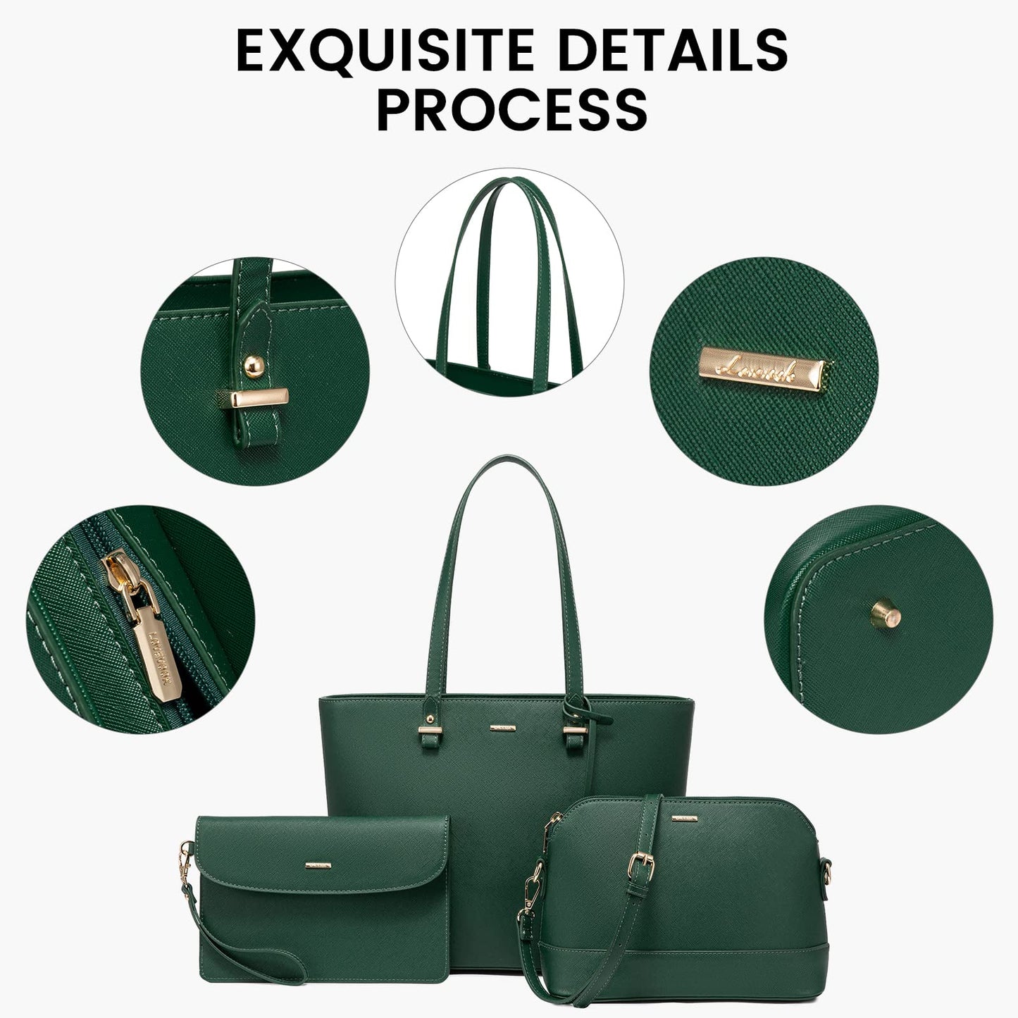 Handbags for Women Shoulder Bags Tote Satchel Hobo 3pcs Purse Set