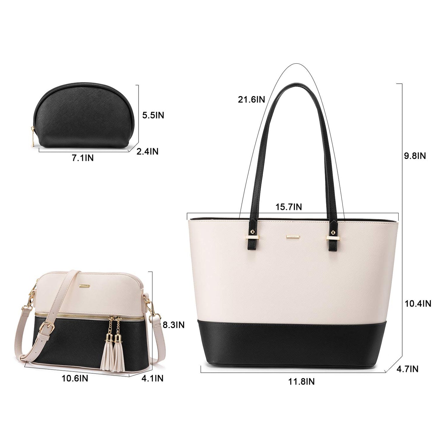 Handbags for Women Shoulder Bags Tote Satchel Hobo 3pcs Purse Set