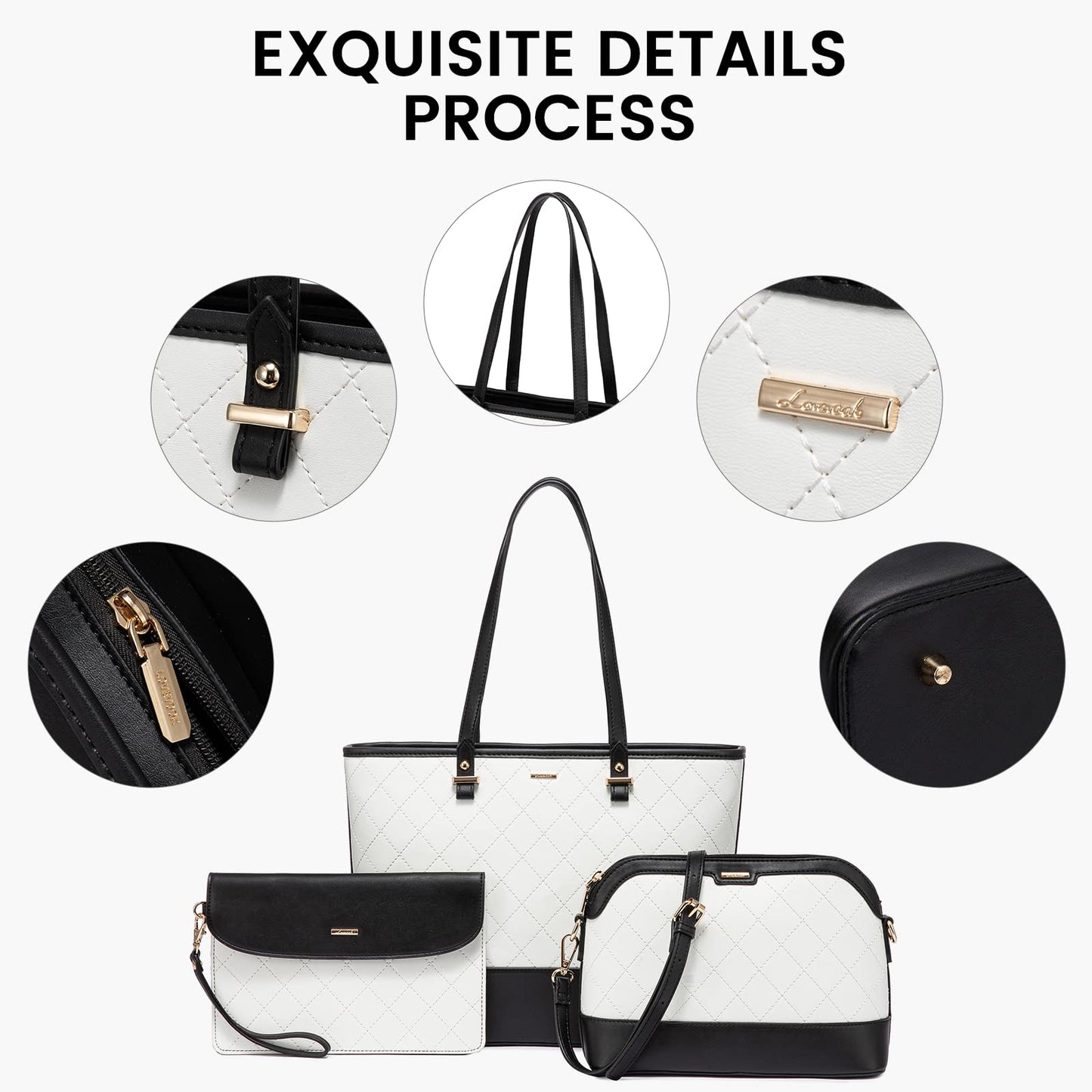 Handbags for Women Shoulder Bags Tote Satchel Hobo 3pcs Purse Set