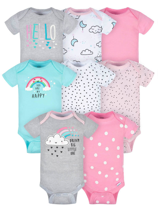 Gerber Baby Girls' 8-Pack Short Sleeve Onesies Bodysuits