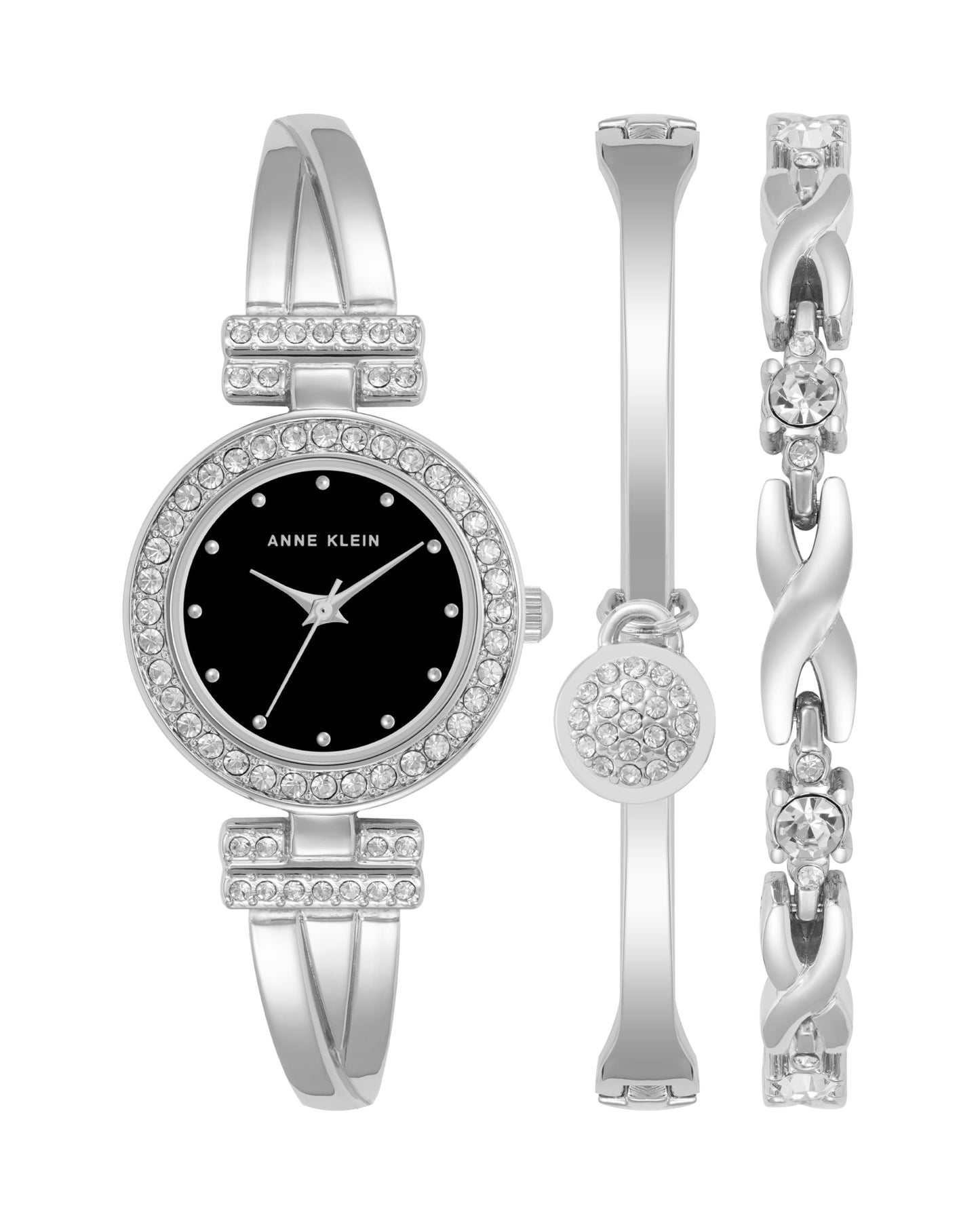 Anne Klein Women's Premium Crystal Accented Bangle Watch and Bracelet Set