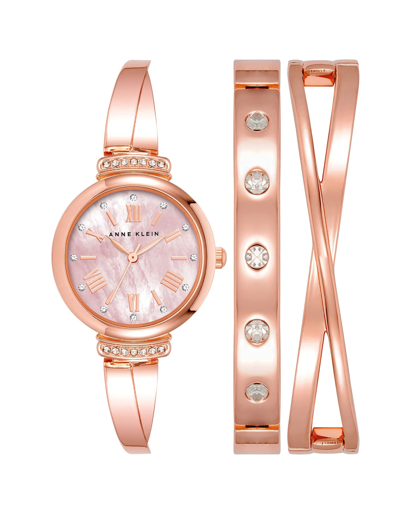 Anne Klein Women's Premium Crystal Accented Bangle Watch Set, AK/2245