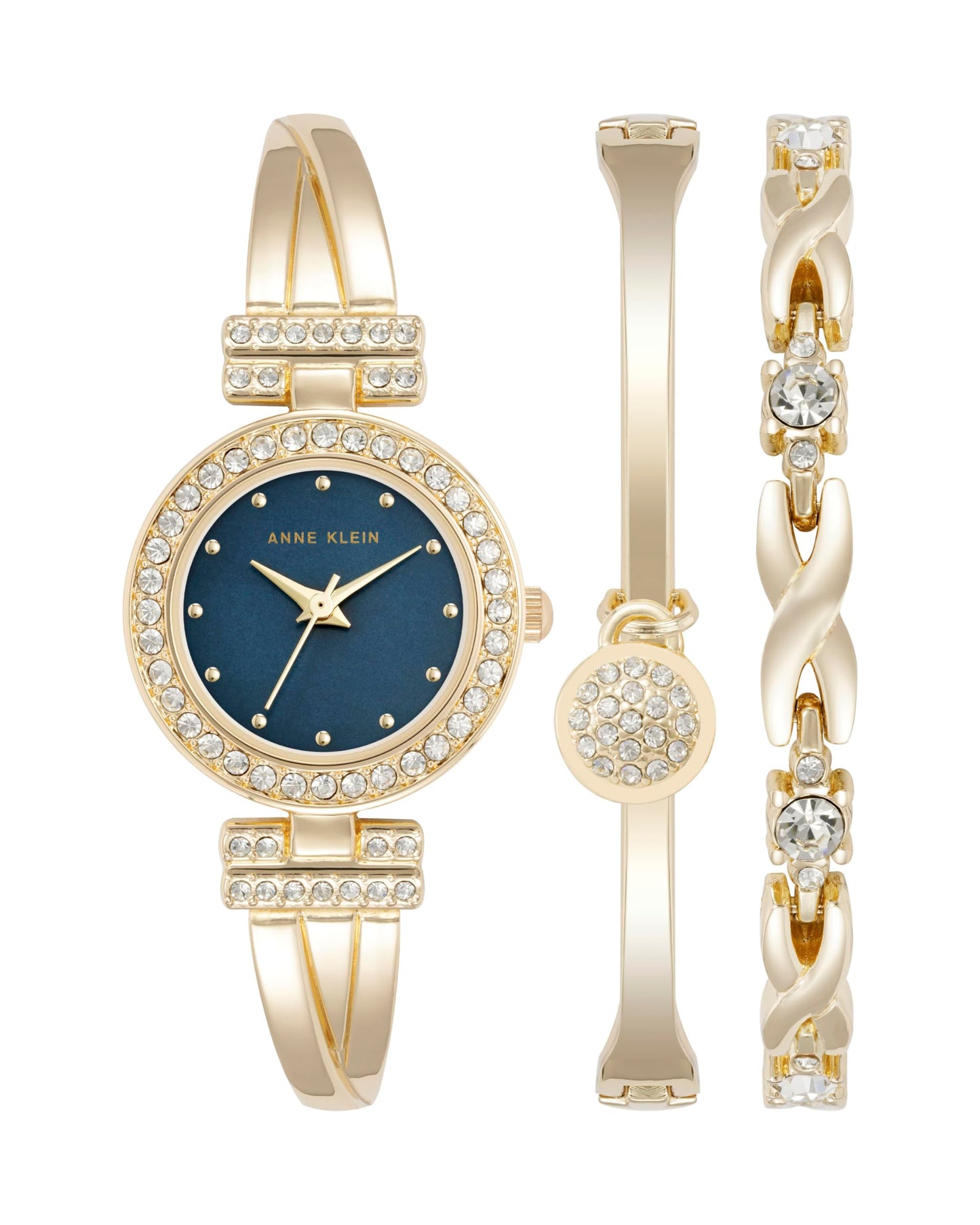Anne Klein Women's Premium Crystal Accented Bangle Watch and Bracelet Set