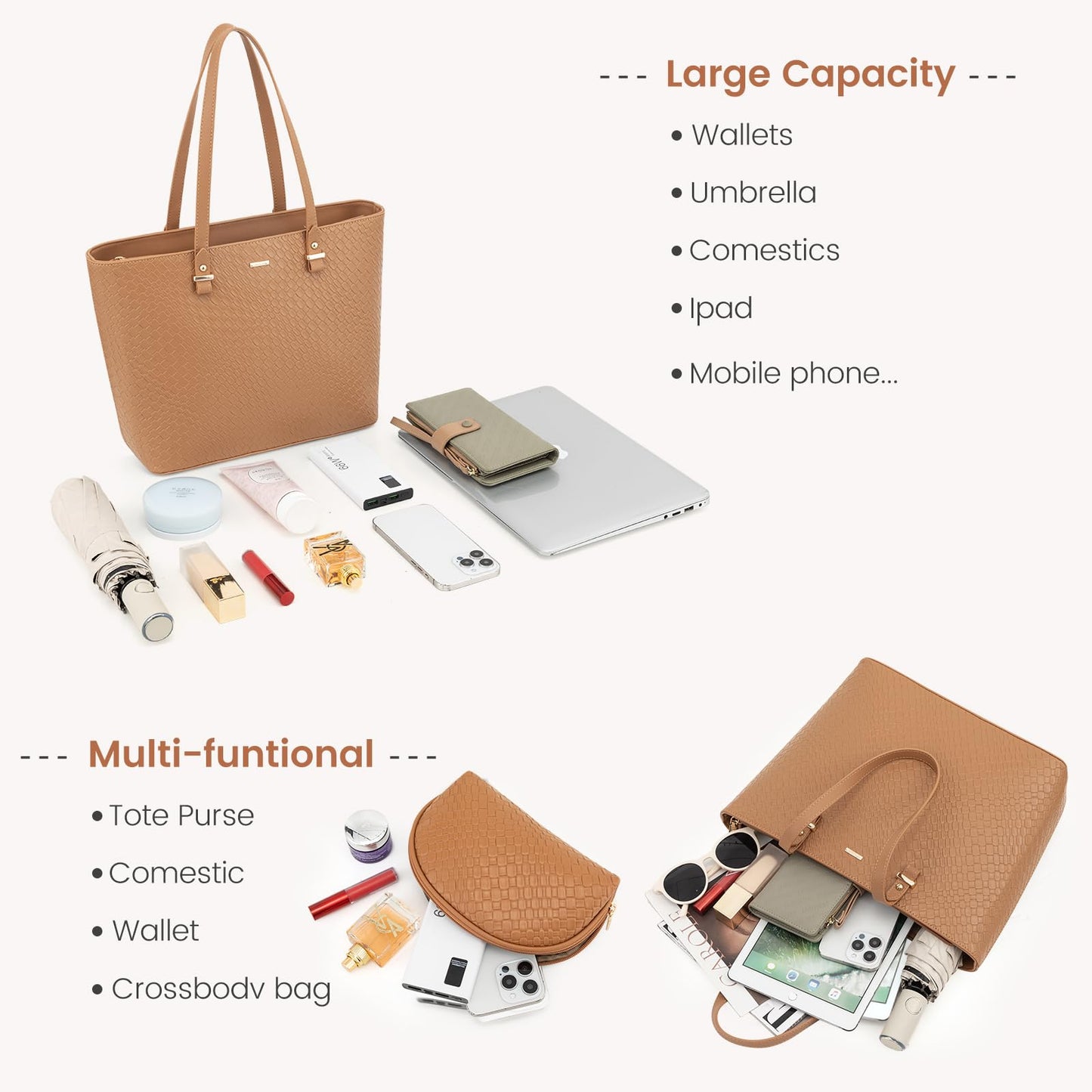 Handbags for Women Shoulder Bags Tote Satchel Hobo 3pcs Purse Set
