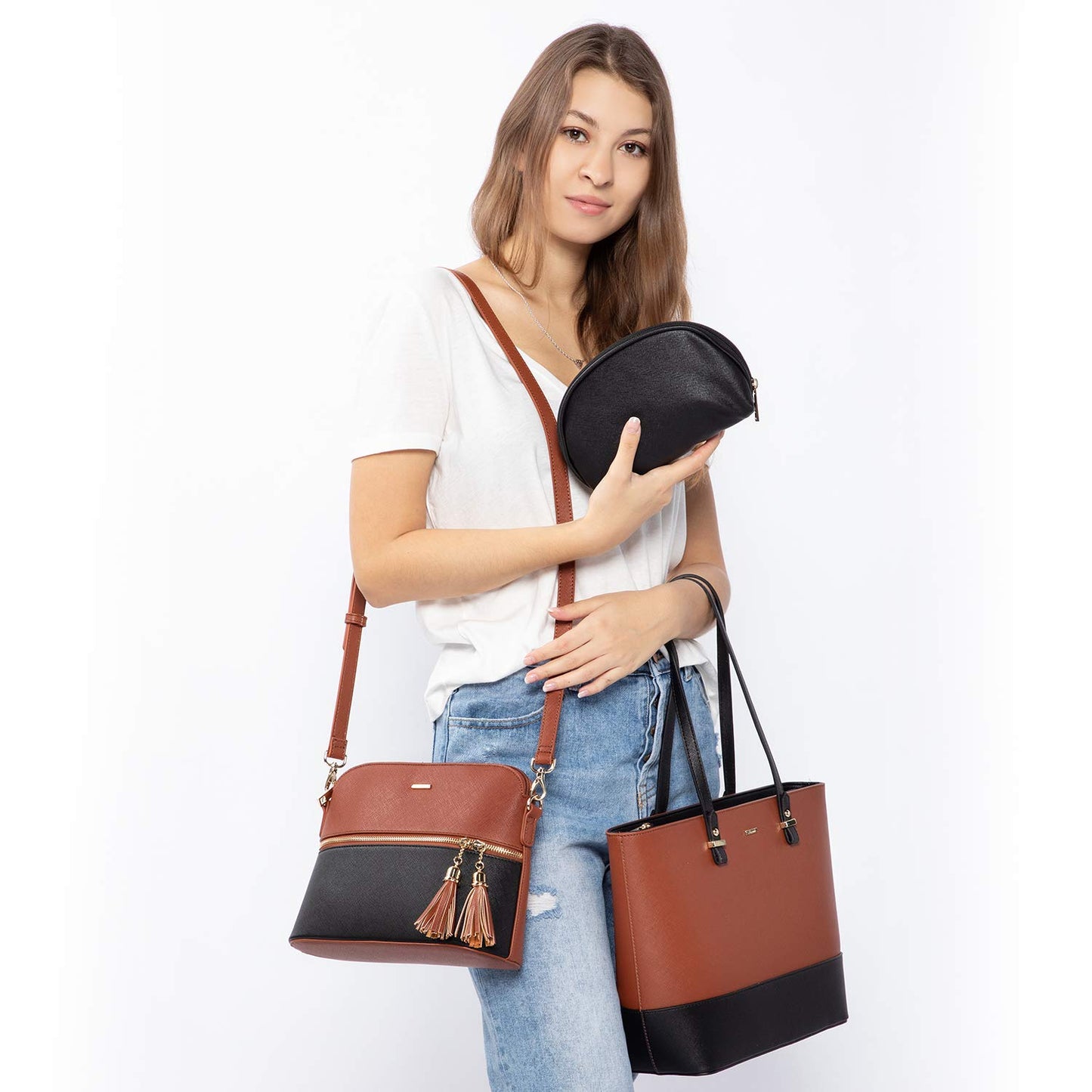 Handbags for Women Shoulder Bags Tote Satchel Hobo 3pcs Purse Set
