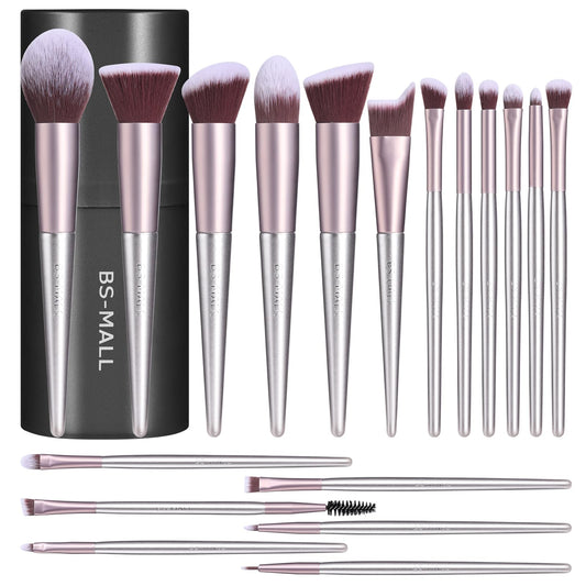 Ensemble de 18 pinceaux de maquillage synthétiques de qualité supérieure avec étui noir 
