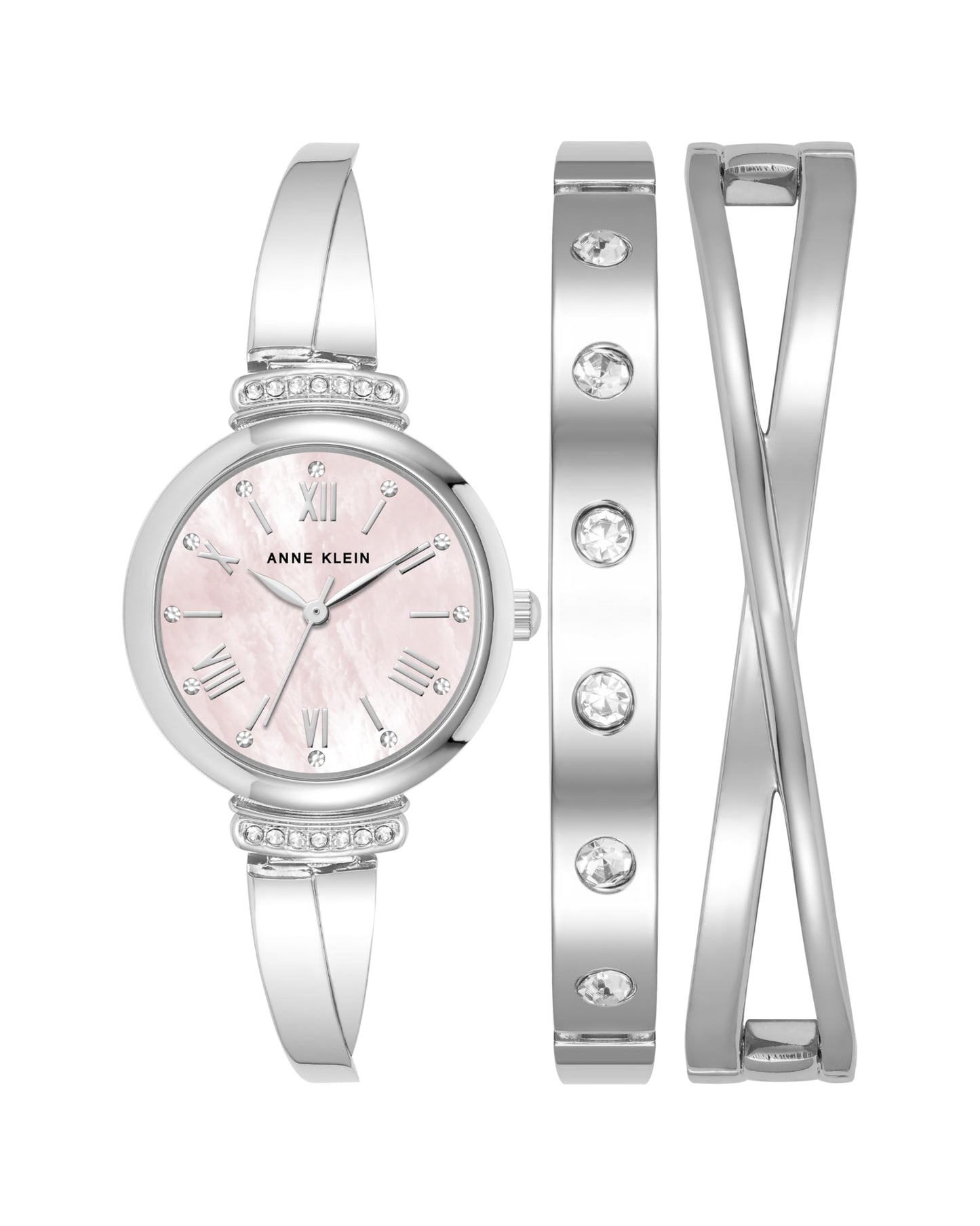 Anne Klein Women's Premium Crystal Accented Bangle Watch Set, AK/2245