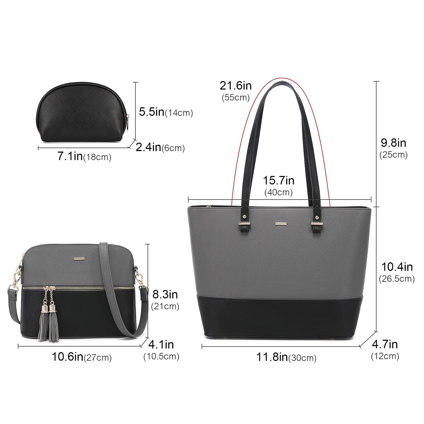 Handbags for Women Shoulder Bags Tote Satchel Hobo 3pcs Purse Set