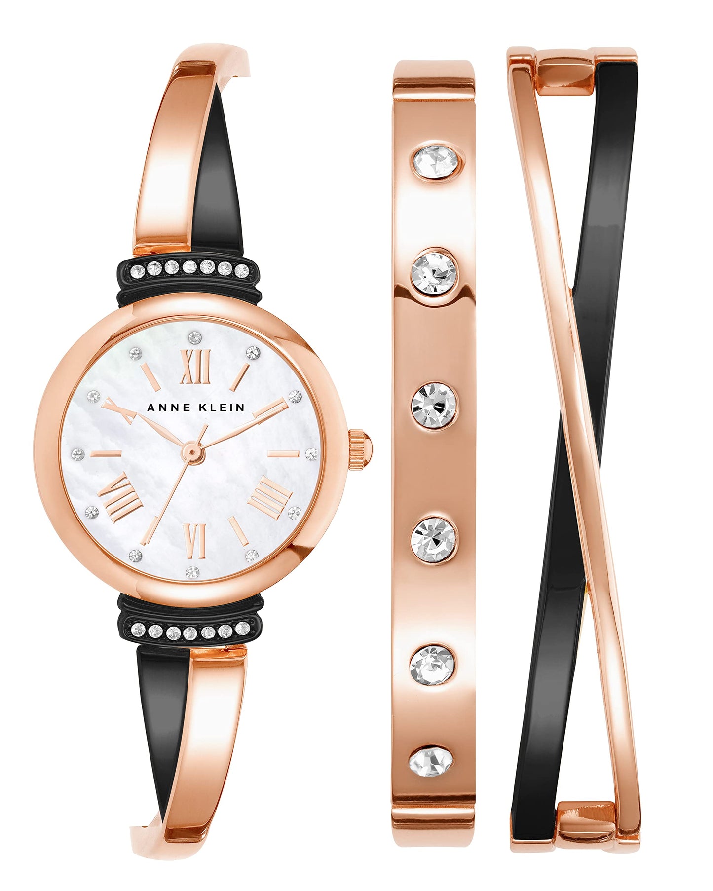 Anne Klein Women's Premium Crystal Accented Bangle Watch Set, AK/2245