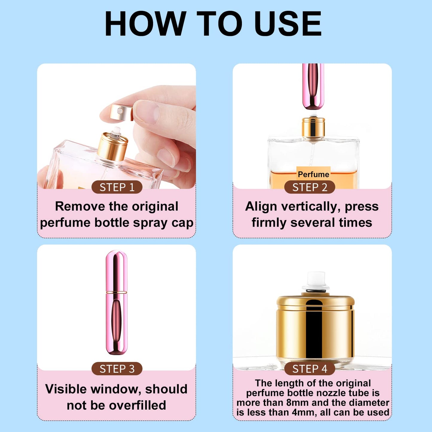 Mini Refillable Perfume Portable Atomizer Bottle Refillable Perfume Spray, Refill Pump Case for Traveling and Outgoing