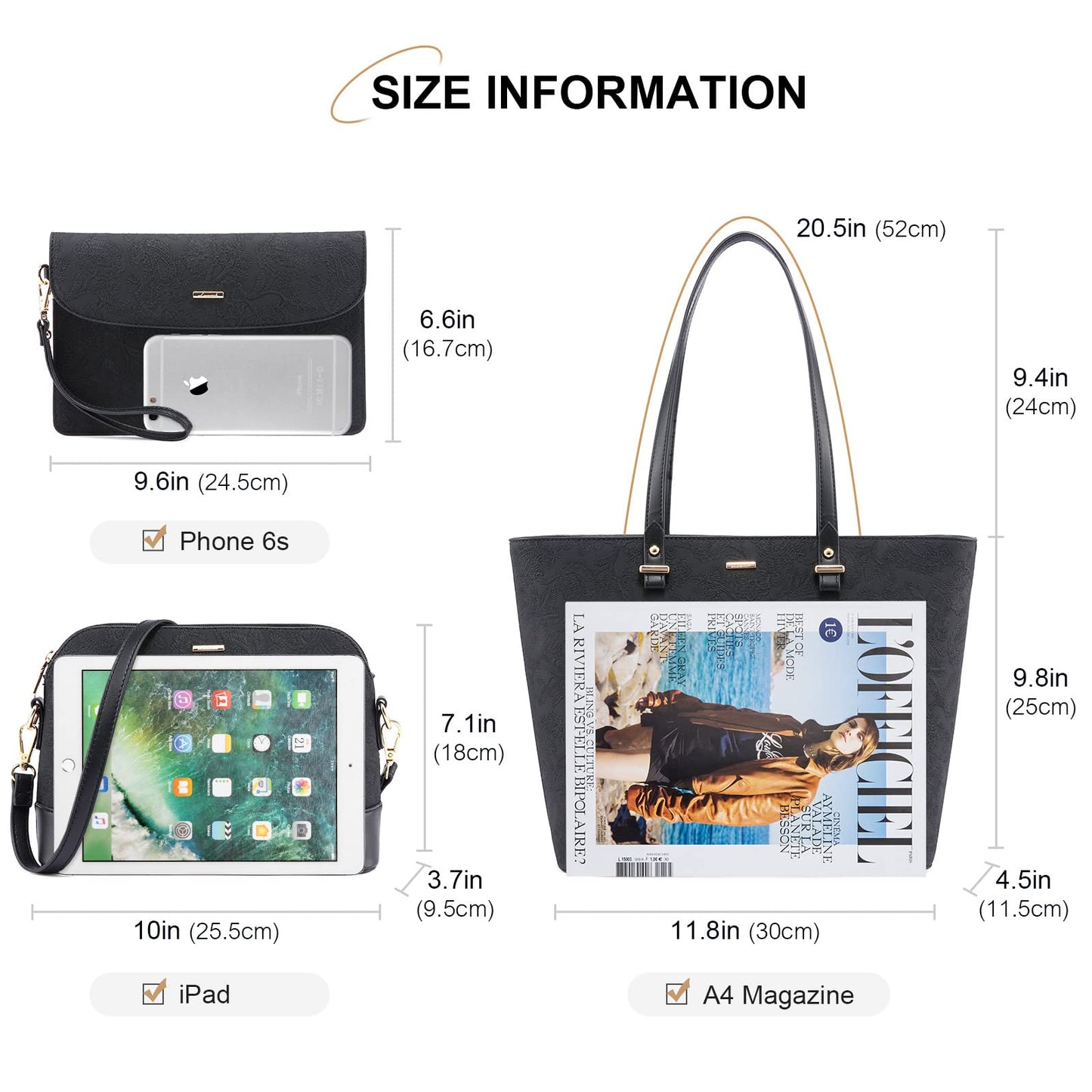Handbags for Women Shoulder Bags Tote Satchel Hobo 3pcs Purse Set