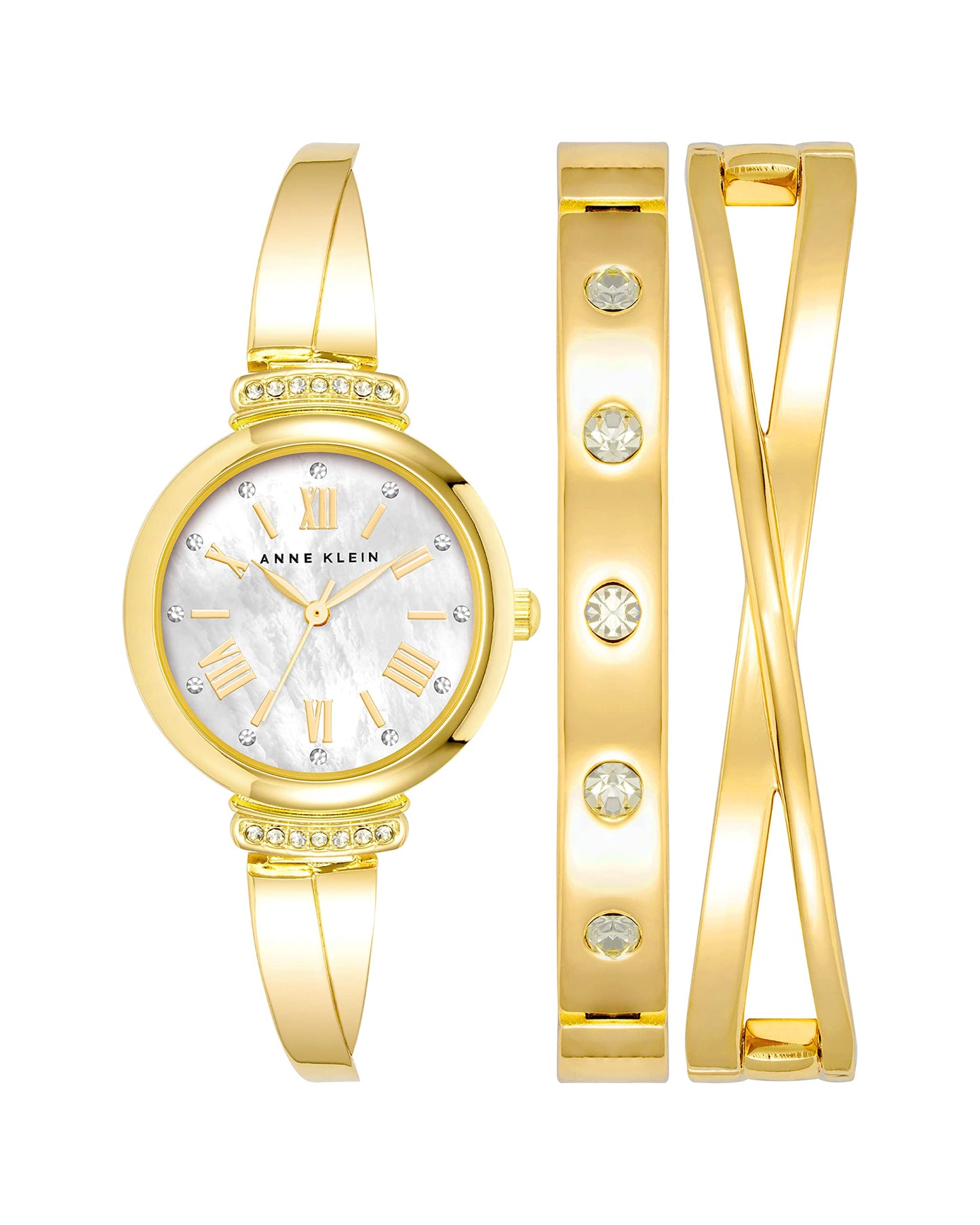 Anne Klein Women's Premium Crystal Accented Bangle Watch Set, AK/2245