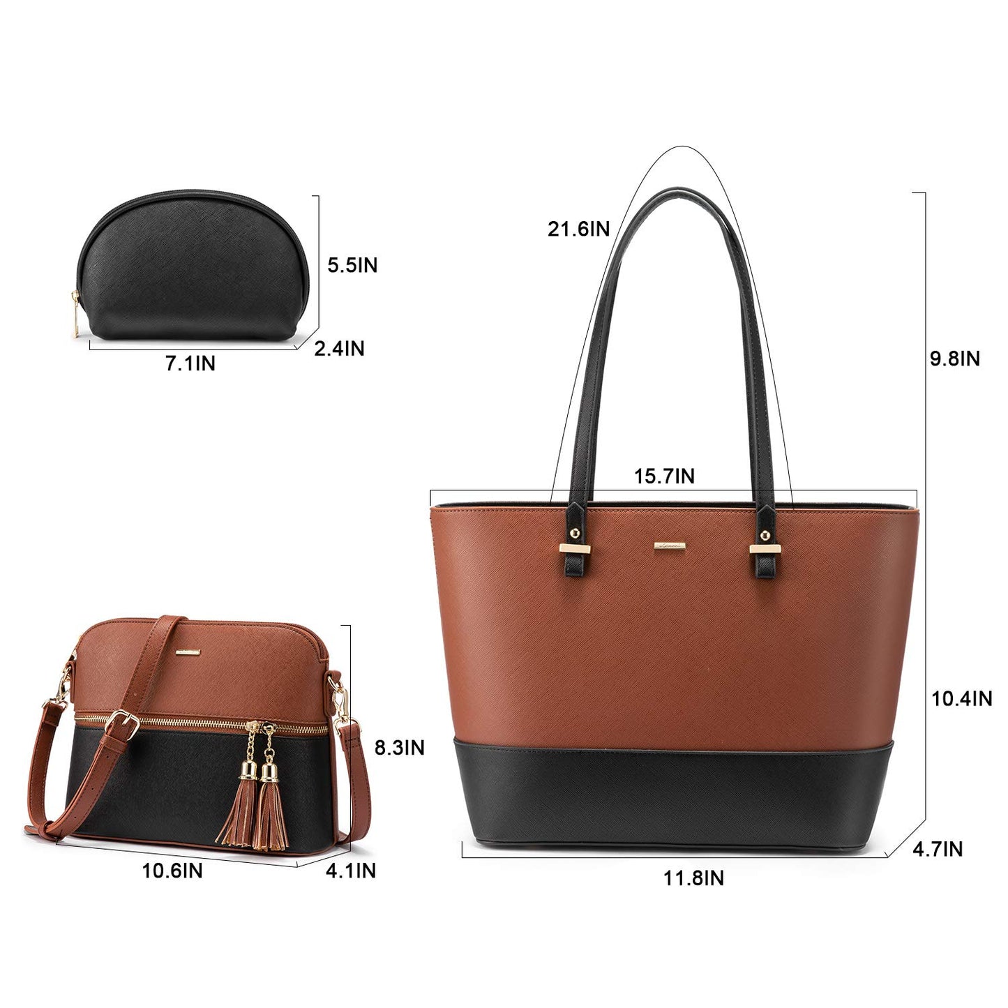 Handbags for Women Shoulder Bags Tote Satchel Hobo 3pcs Purse Set