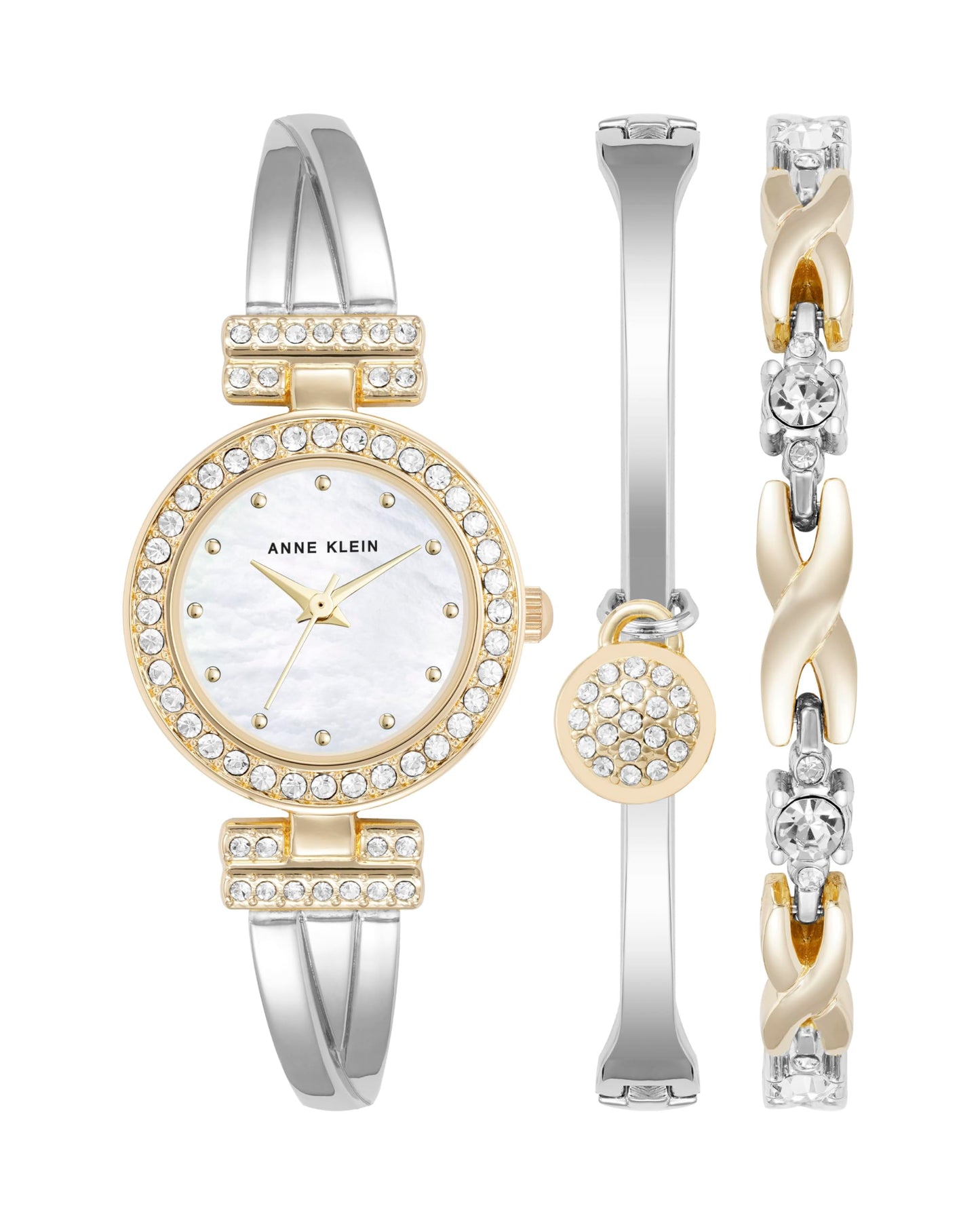 Anne Klein Women's Premium Crystal Accented Bangle Watch and Bracelet Set