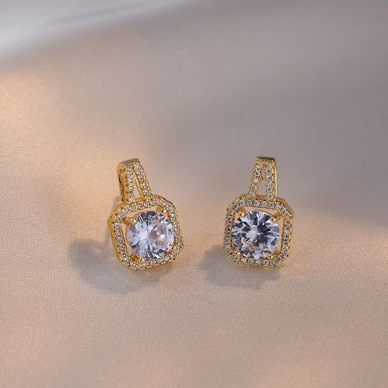 Gem Pendant Necklace with stud Earrings and Ring