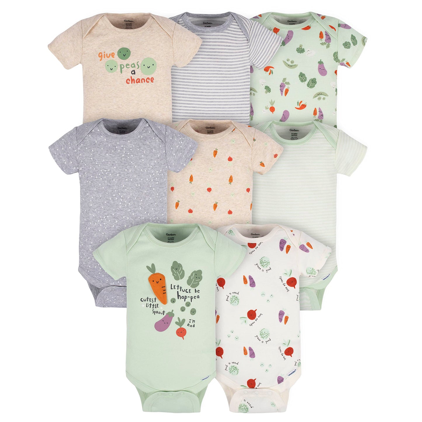 Gerber Baby 8-Pack Short Sleeve Onesie Bodysuits